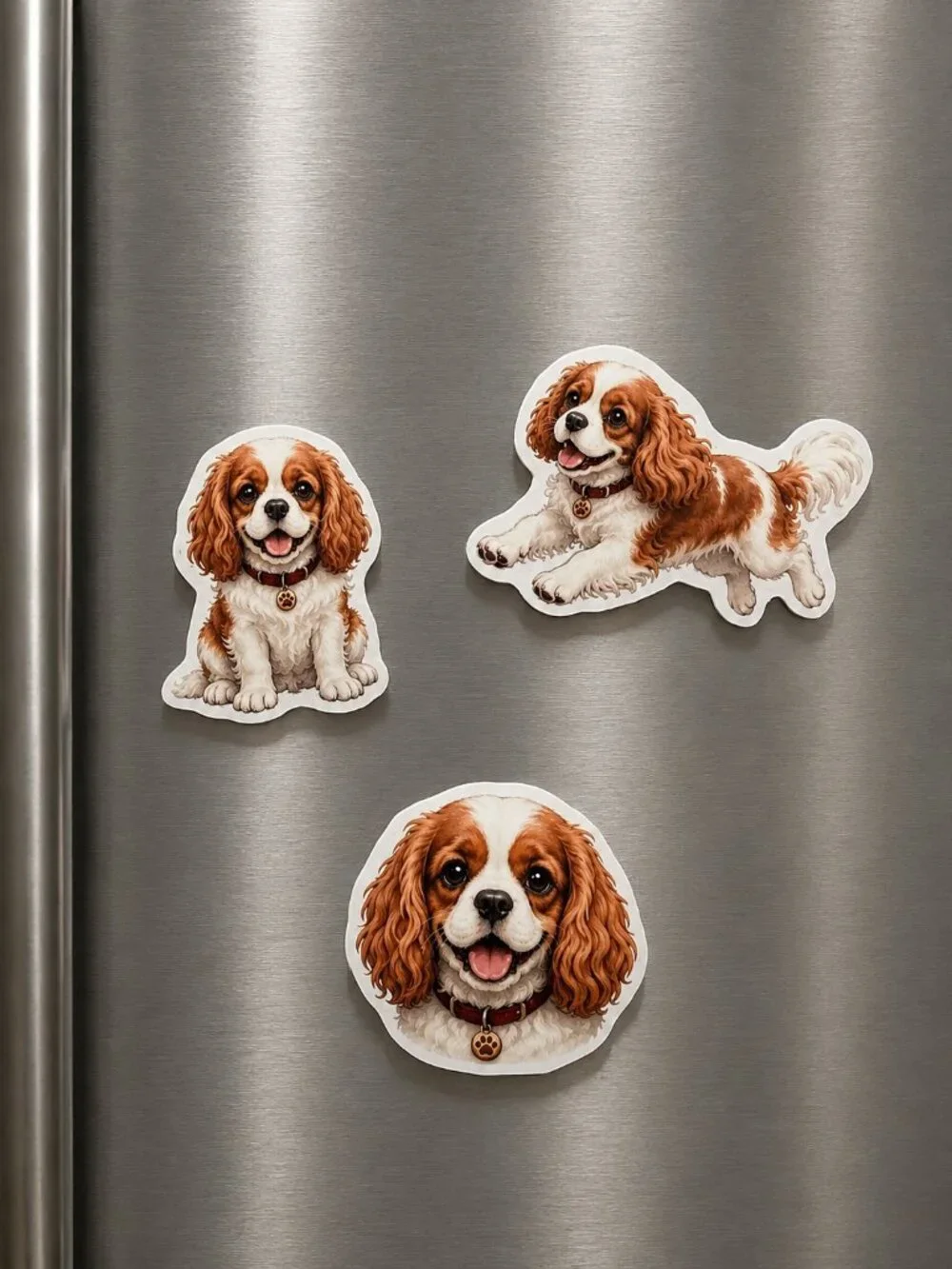 3 Cavalier King Charles Spaniel Dog Magnets Puppy Refrigerator Fridge Decor Gift